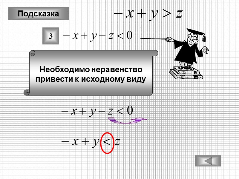Подсказка Необходимо неравенство привести к исходному виду 3